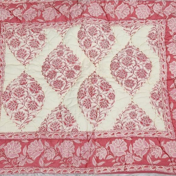 Quilted Cotton Floral Pillow Sham Standard Size One Coquette - Picture 2 of 4